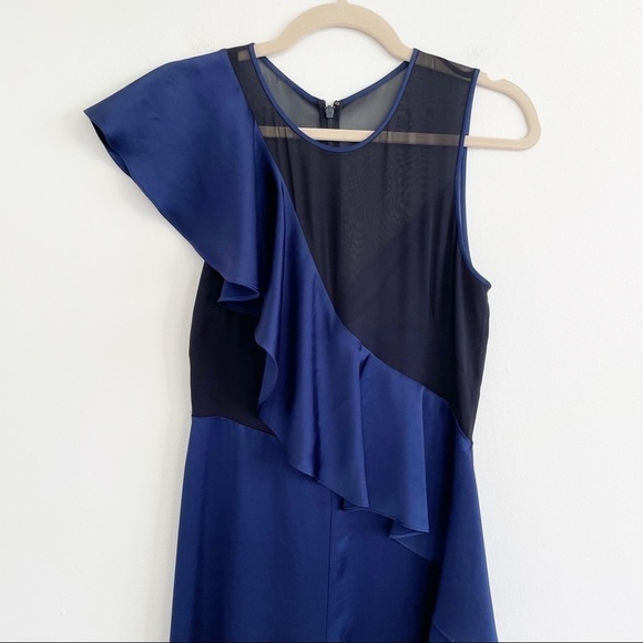 Diane Von Furstenberg DVF Silk Jumpsuit mesh cut out ruffle sexy going out sz 2 - Picture 7 of 15